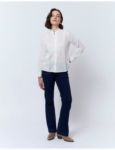 Blouse manches longues unie BLANC Femme
