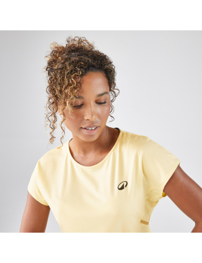 T-shirt tennis col rond dry femme - TTS DRY F Jaune