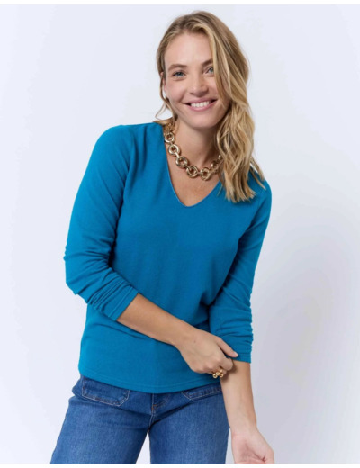 T-Shirt manches longues imprimé BLEU CANARD Femme