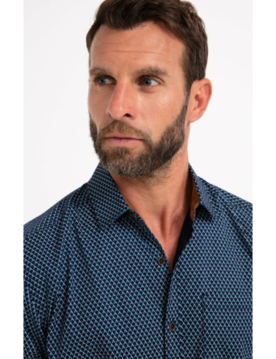 Chemise Manches Longues Imprimé Bleu