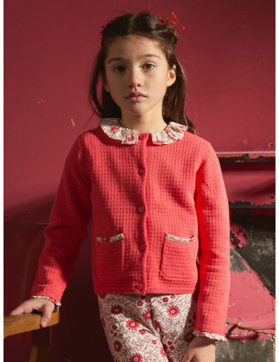 Cardigan à col fleuri