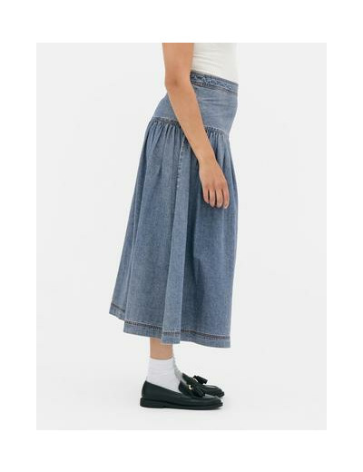 Jupe mi-longue évasée en jean