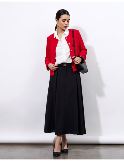 Jupe longue à basque unie NOIR