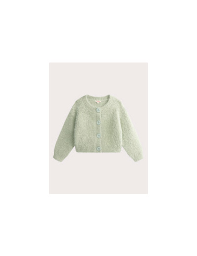 Cardigan en maille plume irisée vert pour fille