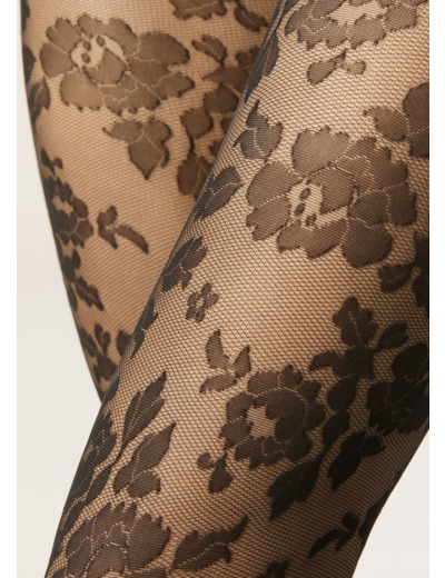 Collant voile à fleurs