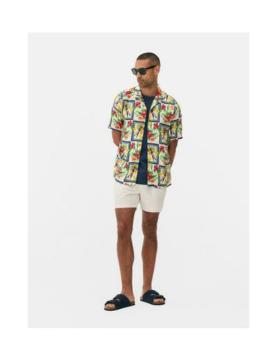 Chemise boutonnée à motif tropical homme
