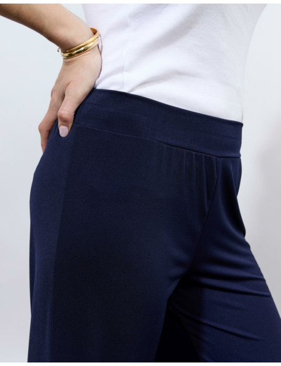Pantalon long large uni MARINE Femme