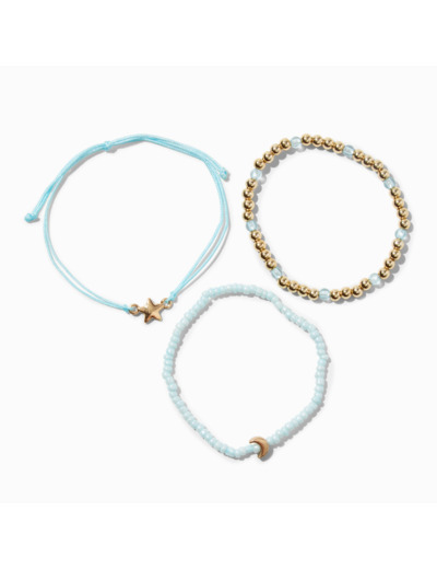 Lot de bracelets perlés d’inspiration « Never Lost » bleu clair - Lot de 3