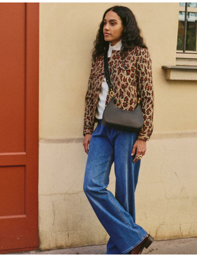 Veste courte en jacquard imprimé léopard BEIGE Femme