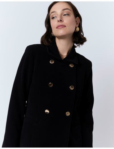 Manteau court uni NOIR Femme
