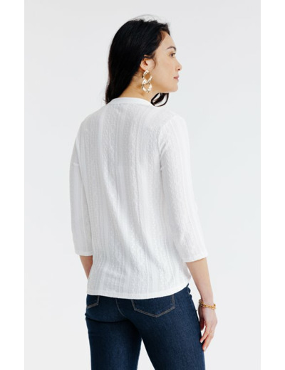 Tee-shirt uni fantaisie manches 3/4