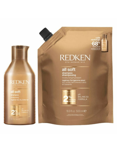 Shampooing hydratant pour cheveux secs et sensibilisés All Soft 300ml + recharge 500ml