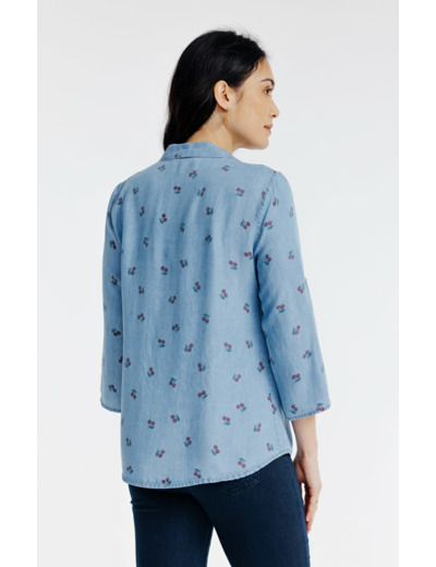 Chemise imprimée cerise en lyocell