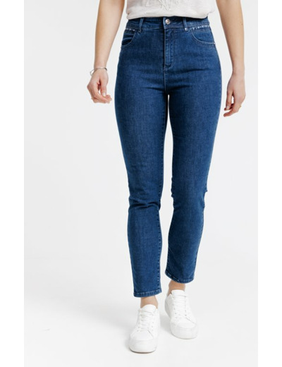 Pantacourt en denim détails fantaisies