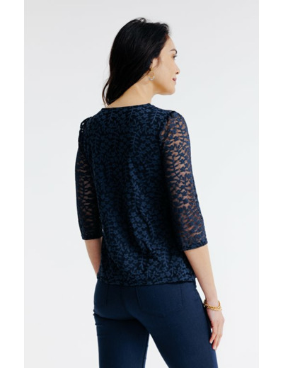 Tee-shirt dentelle manches 3/4