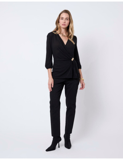 Top manches 3/4 uni NOIR Femme