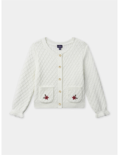 Cardigan blanc en maille Fille
