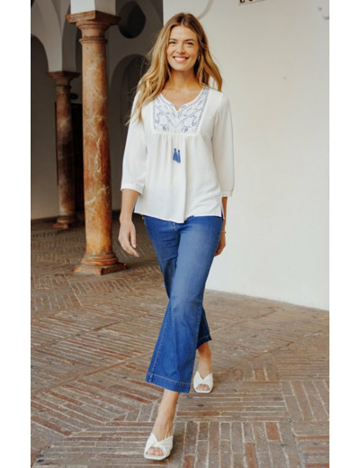 Pantacourt large en denim