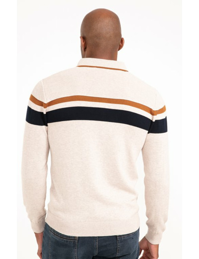 Pull col polo rayé Stripe
