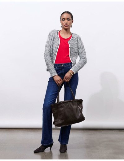 Gilet en mélange coton bicolore NOIR Femme