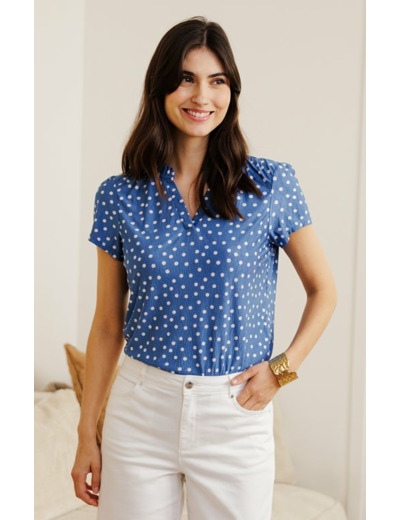 Tee-shirt imprimé pois manches courtes