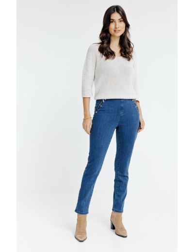 Pantalon en denim détails snaps et zip