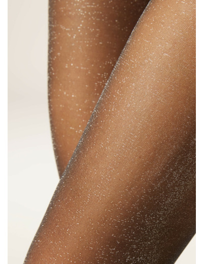 Collant transparent 20 deniers à paillettes