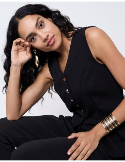 Gilet sans manches uni NOIR Femme