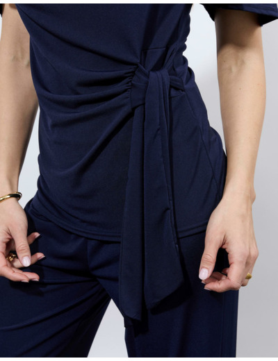 Top manches papillon uni MARINE Femme