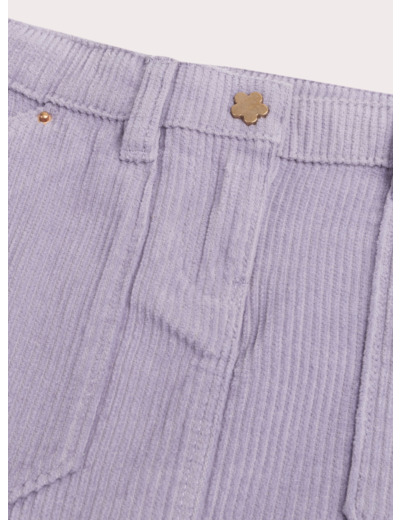 Jupe courte violette en velours côtelé pour fille
