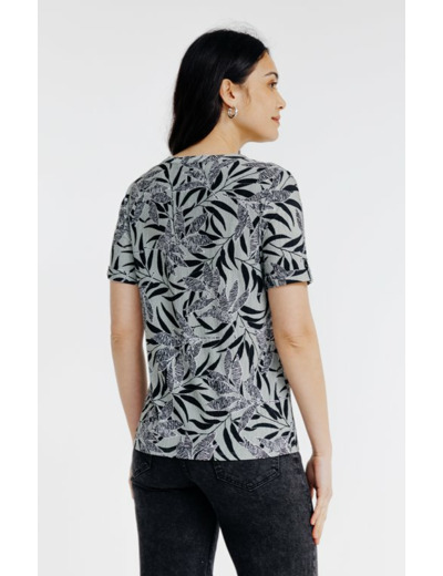 Tee-shirt imprimé zèbre col mao