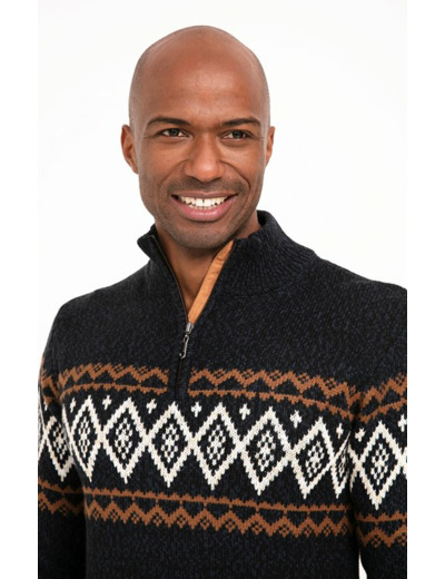 Pull Jacquard Col Montant