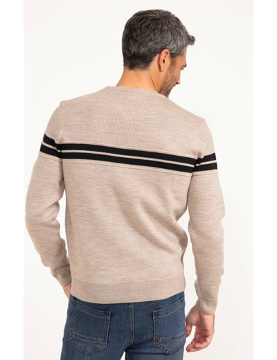 Pull col rond rayé Miel