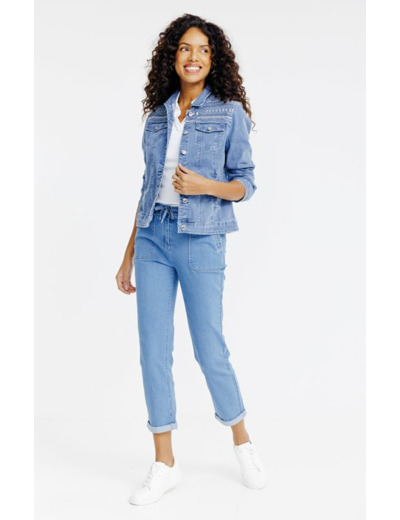 Veste en denim délavée brodée