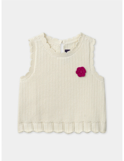 Pull écru sans manche Bébé Fille