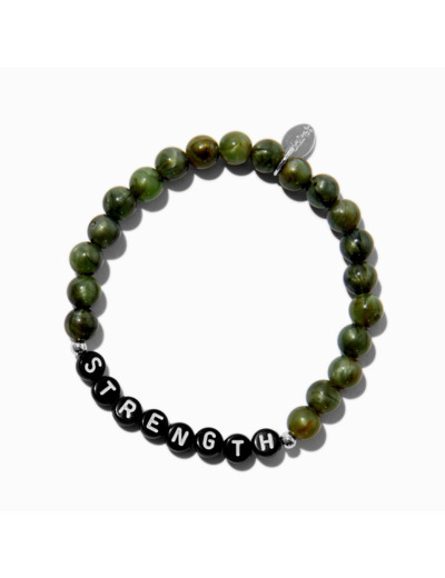 Bracelet élastique perlé « Strength » vert