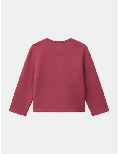 Cardigan rose framboise avec poches fleuries Fille