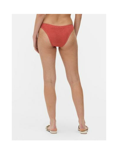 Bas de bikini échancré en tissu froncé à rayures
