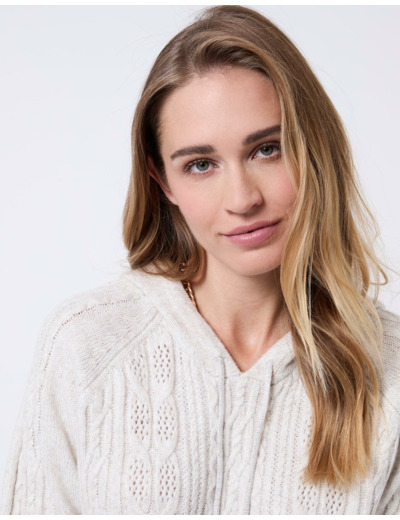 Pull épais en mélange laine uni BEIGE Femme