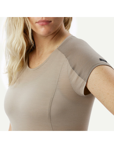 T-shirt de trek manches courtes en laine mérinos Femme - MT500