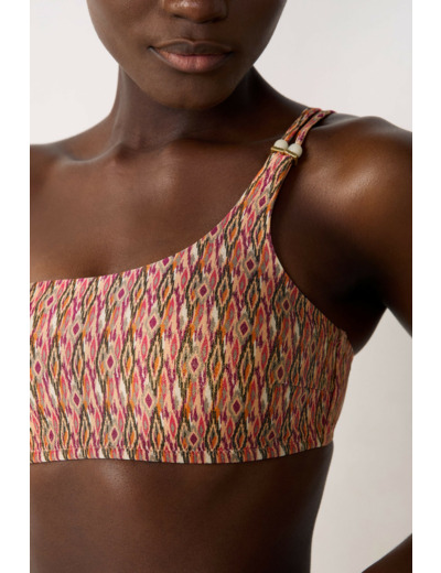 Brassière asymétrique haut de maillot à motif