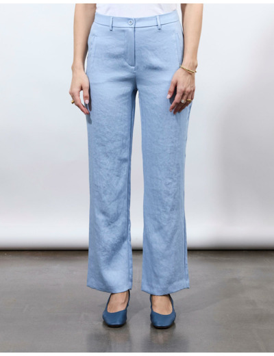 Pantalon long droit uni BLEU CIEL Femme