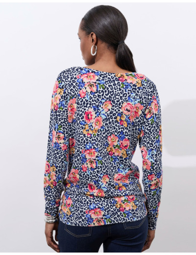 Pull fin imprimé à fleurs MULTICOLORE Femme