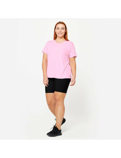 T-shirt manches courtes fitness cardio Plus Size femme Rose clair