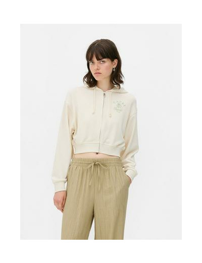 Sweat à capuche graphique court zippé