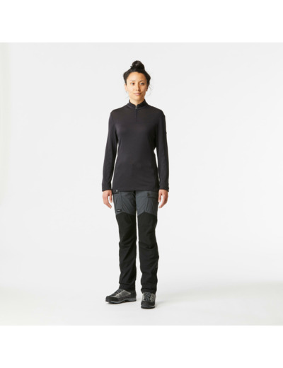 T-shirt mérinos manches longues col zip - MT500 - Femme