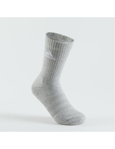 CHAUSSETTES DE SPORT HAUTES ADIDAS GRIS BLANC NOIR LOT DE 3