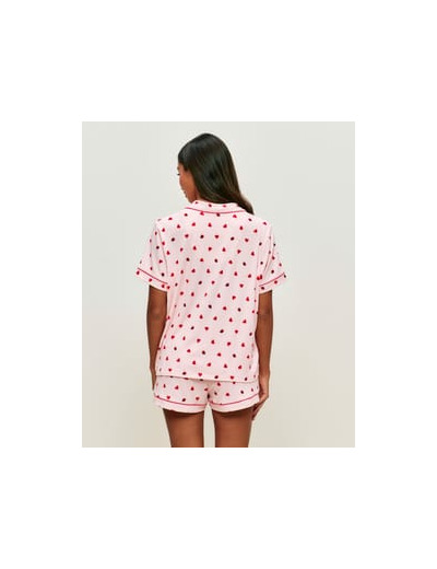 Short en jersey côtelé avec motifs cœurs et coccinelles