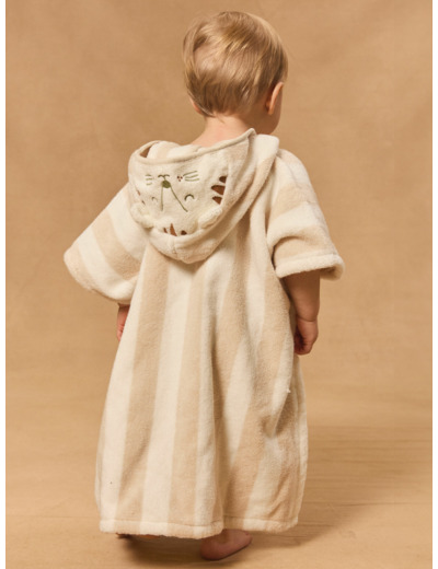 Poncho de bain rayée à capuche