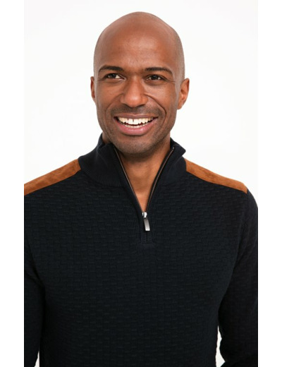 Pull Col Montant Avec Détails Suèdine